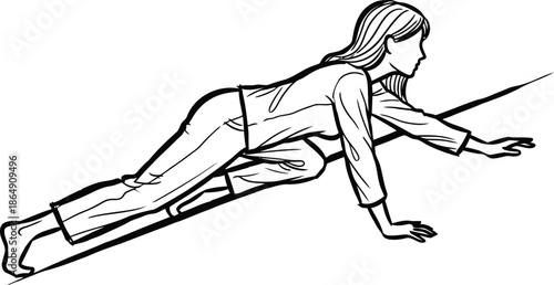 Woman climbing over an obstacle with determination and focus