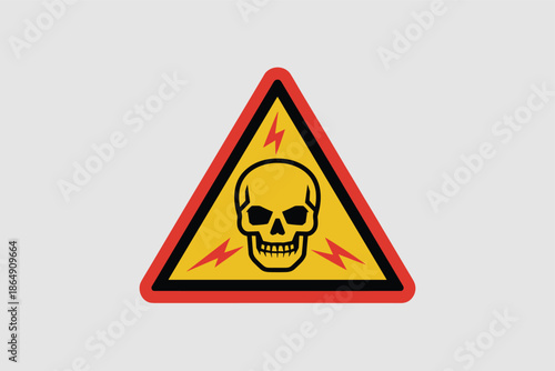 Warning sign with skull and lightning bolts indicating danger and electricity