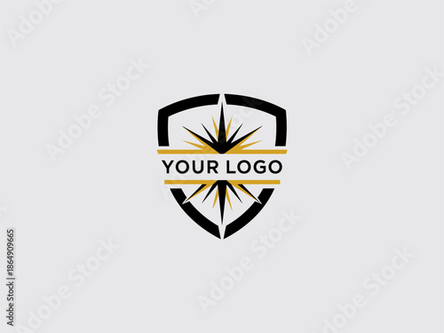 Stylized Page Shield Logo Design Template.