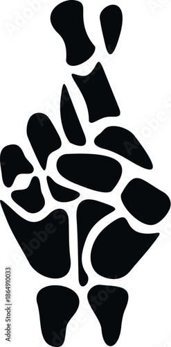 Fingers crossed in a skeletal style on a white background, symbolizing good luck and hope