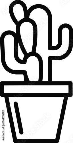 Simple line art icon of a potted cactus plant on white background