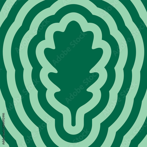 Concentric Oak Leaf Green Outlines Background
