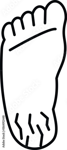 Barefoot sole icon with dry skin and cracked heel illustration