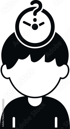 Person's head with a clock and question mark indicating memory loss or confusion