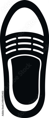 Black outline of a casual slip on shoe or loafer from a top view