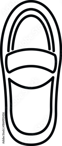 Loafer shoe outline icon presenting a single classic slip on footwear design