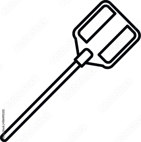 Pizza peel showing handle and flat head for moving food