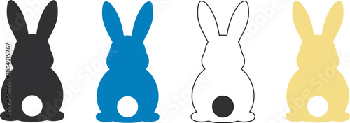 Vibrant easter bunnies in red blue green and yellow celebrate easter day with colorful joy and festivity