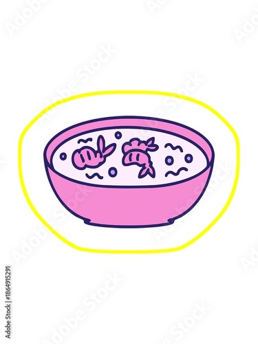 Wallpaper Mural radioactive glowing animation of a hot japanese shrimp in bowl Torontodigital.ca