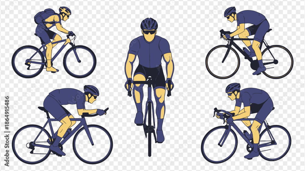 Obraz premium Cycling poses for athletes on bicycles