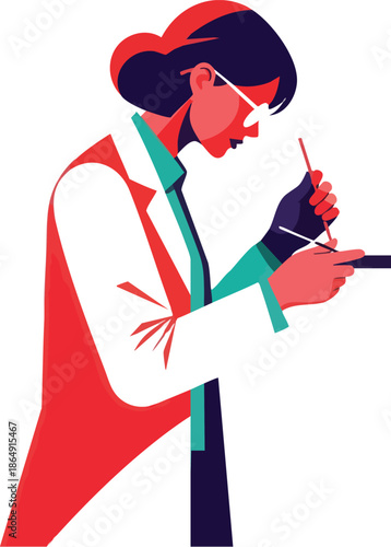 Female Scientist Conducting Laboratory Experiment.