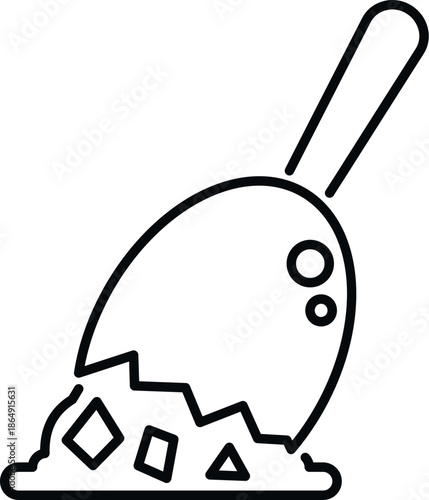 Broken maraca instrument spilling its internal rattling contents