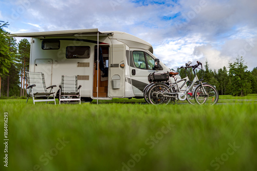 Wallpaper Mural Family vacation travel RV, holiday trip in motorhome, Caravan car Vacation. Beautiful Nature Norway. Torontodigital.ca