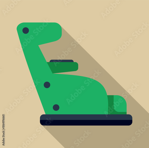 Green child booster car seat providing safety while traveling by car