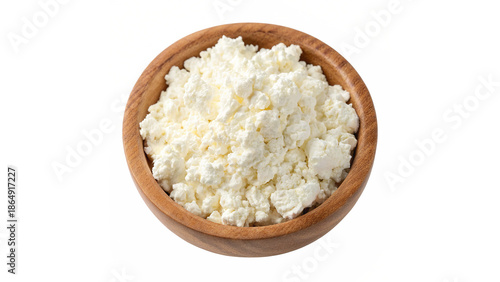 Tableau sur toile Bowl of fresh cottage cheese isolated on transparent background cut out