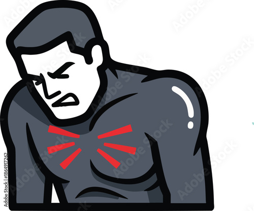 Illustration of Man Experiencing Chest Pain.