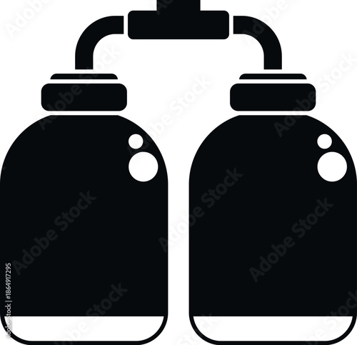 Dual scuba tanks providing breathing gas for underwater exploration