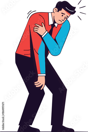 Man Experiencing Severe Back Pain Illustration.