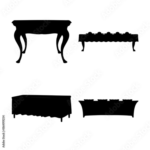 Collection of distinct table silhouettes suitable for events, dining, and decor