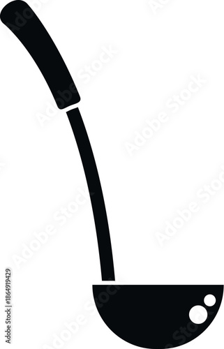 Ladle tool silhouette for cooking or serving food and liquids