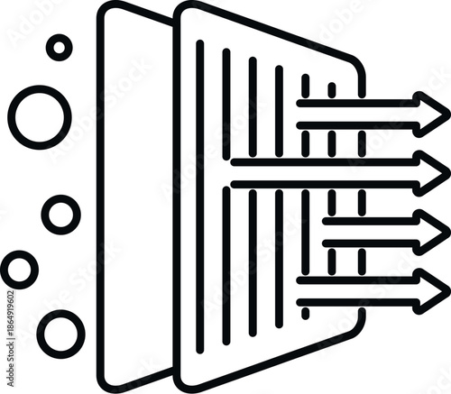 Air filter cleaning contaminated air, removing particles and expelling clean filtered air