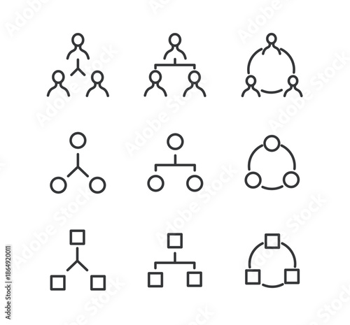 Hierarcy  line editable stroke icons set. Vector illustration