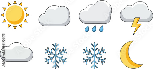 Weather icons for different conditions and times of day