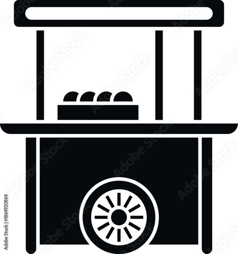Food stall street market cart with wheels and canopy displaying foods