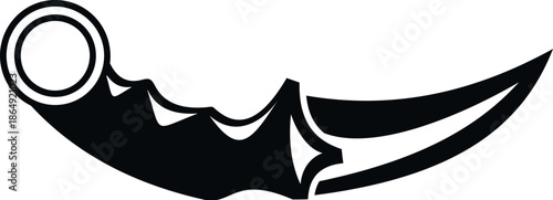 Karambit knife vector icon representing a tactical combat blade