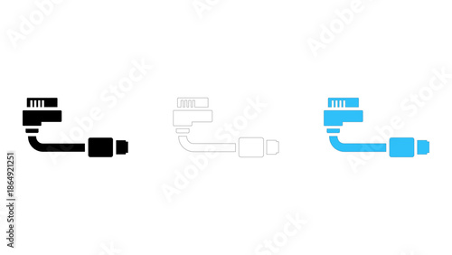 Gimbal cable adapter for camera connection black, outline, and blue icon set