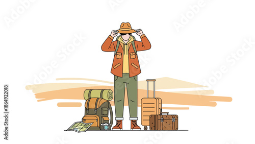 Young Traveler Preparing For An Adventure Ready For Unexplored Destinations