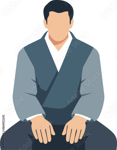 Man Sitting with Hands on Knees Page.
