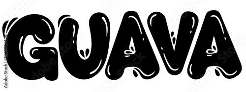 Bold guava text in black and white