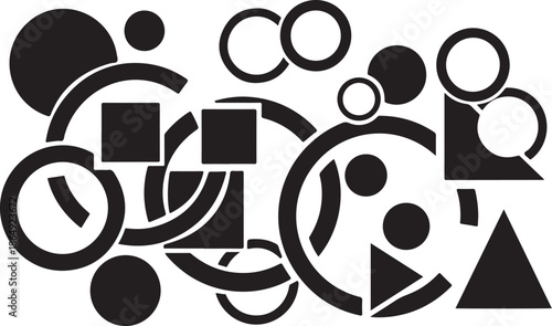Geometric shapes abstract composition black and white