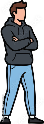 Man Standing with Arms Crossed Illustration.