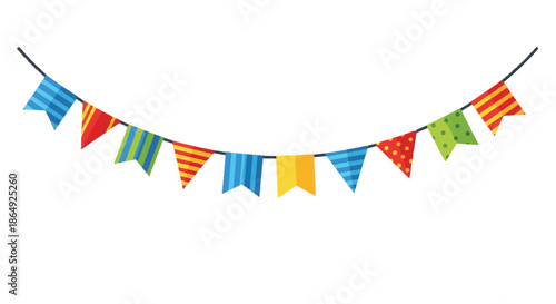Colorful Hanging Bunting Flags Banner for Celebration and Festive Decor.
