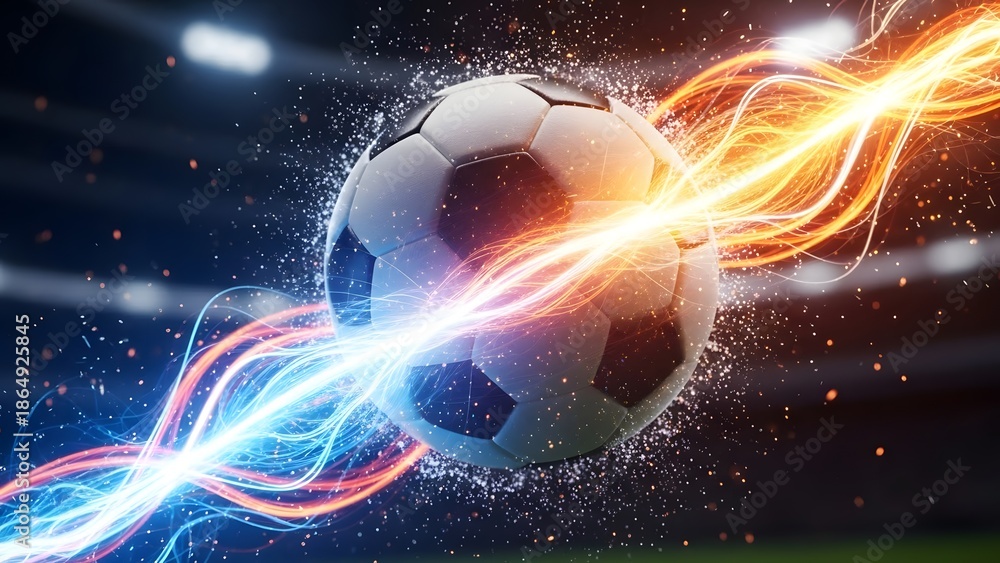 Obraz premium Soccer ball resting on a fresh green grass field under natural lighting.