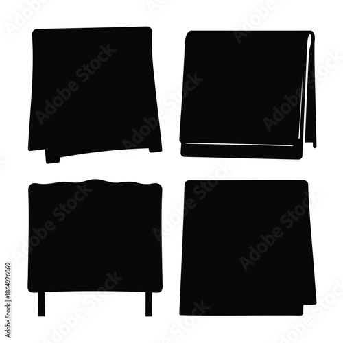 Black silhouette vector illustration of various empty signs and boards for your text