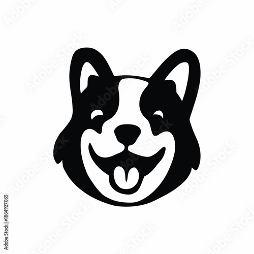 Happy dog face isolated on white background, Vector, illustration