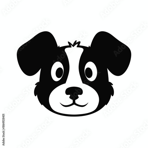 Playful puppy face isolated on white background, Vector, illustration