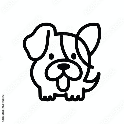 Playful puppy portrait isolated on white background, Vector, illustration