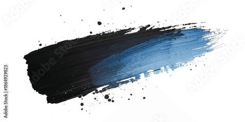 A grunge design  featuring a black ink splat with a liquid paint splash and transparent water drops on a clean vector texture.