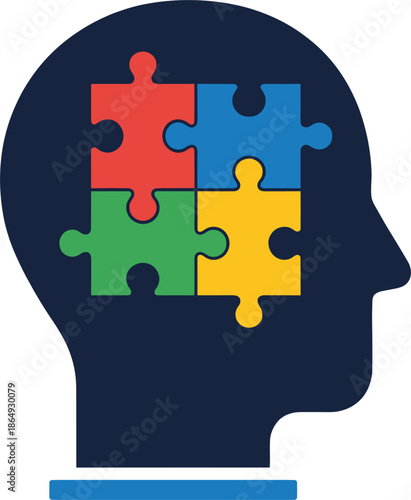 Human brain puzzle concept, mental health psychology, cognitive thinking, problem solving, creativity, autism awareness, intelligence, neuroscience, mind, education, learning, therapy, innovation, 