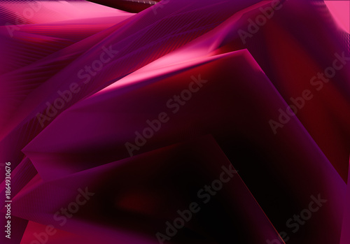 Red Abstract 3d render background dark red pink gradient light wave silk liquid chrome metalic design render wallpaper modern illustration multicolored wavy surfaces
