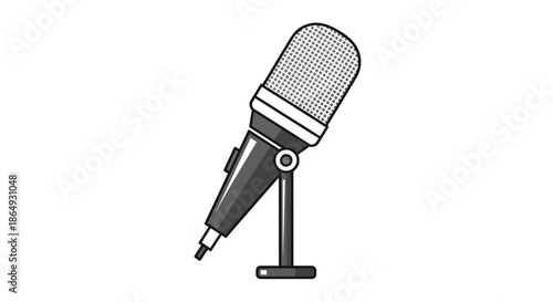 Classic microphone on stand, ready for performance or recording