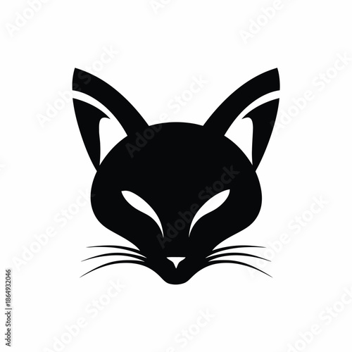 Silhouette of a cat face isolated on white background, Vector, illustration