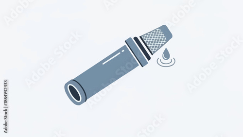 A microphone is shown with a water droplet falling from it, vector illustration
