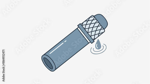 A microphone with a dripping liquid is illustrated in a simple graphic style on a clean white background