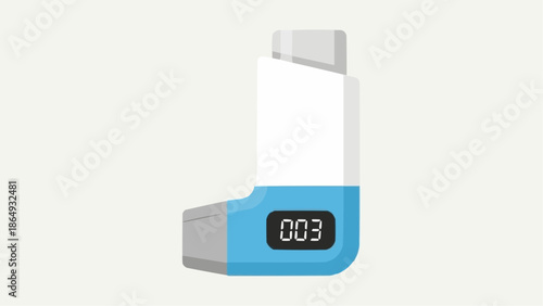 Electronic device with digital display showing number three on blue interface, viewed from the front