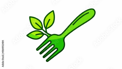Sustainable eating concept with a fork and sprouting leaves